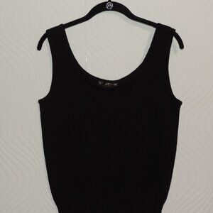 ST JOHN BASICS sz M Black Santana Knit Sleeveless Top